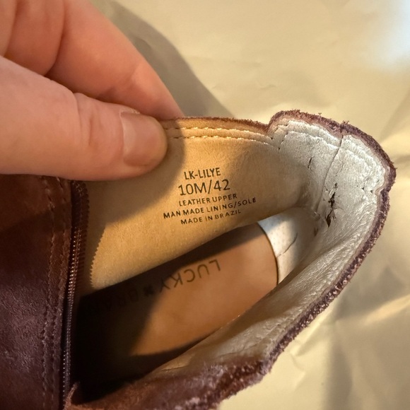 Women's Brown Lilye Booties Block Heel Ankle Boots Lucky Brand Size 10 - Picture 2 of 8